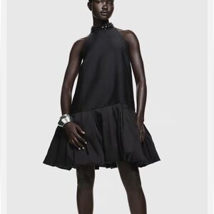 H&M EDITION Short Bubble Hem Dress Elegant Black Sleeveless Gem embellished